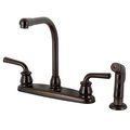 Kingston Brass 8" Centerset Kitchen Faucet with Side Sprayer, Oil Rubbed Bronze KB715RXLSP